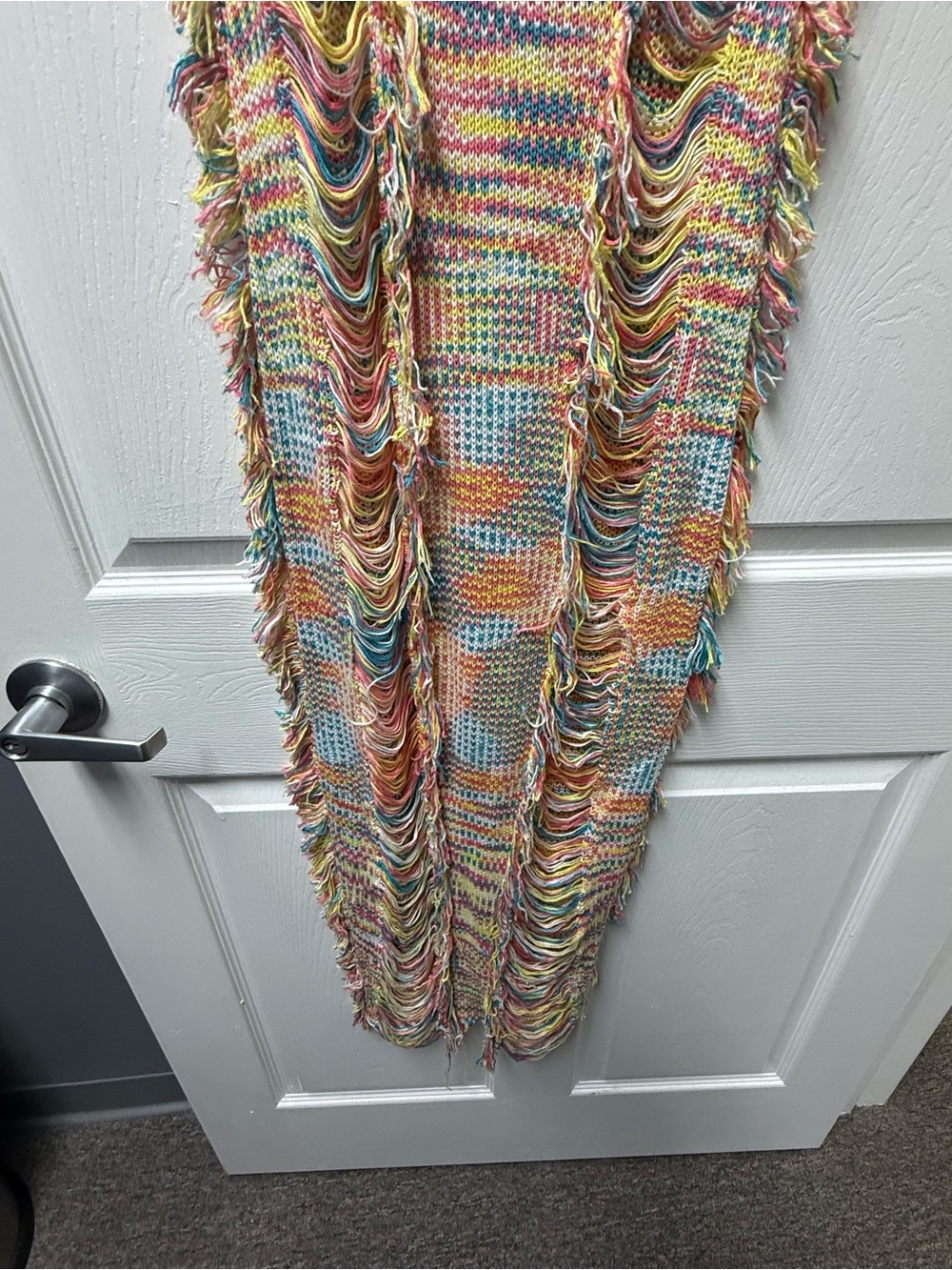 Fashion Nova Nessa Pastel Rainbow Crochet Fringe Midi Dress - Picture 5 of 10